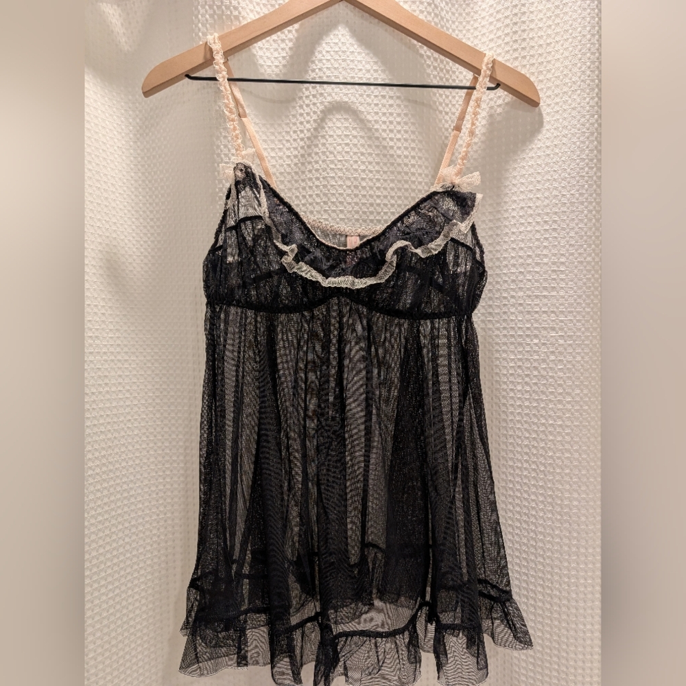 Victoria's Secret Black Sheer Babydoll Size L
